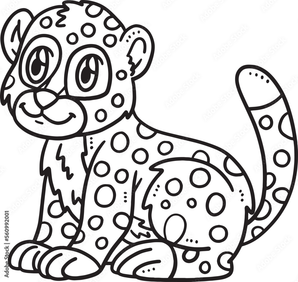 Baby Cheetah Isolated Coloring Page for Kids Stock Vector | Adobe Stock