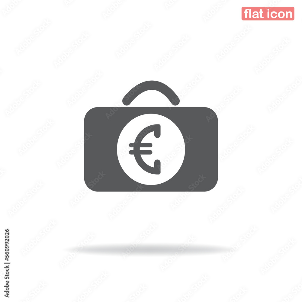 Icon simple case with euro. Minimalism, vector illustration. Silhouette icon.
Icon simple case with euro. Minimalism, vector illustration. Silhouette icon.