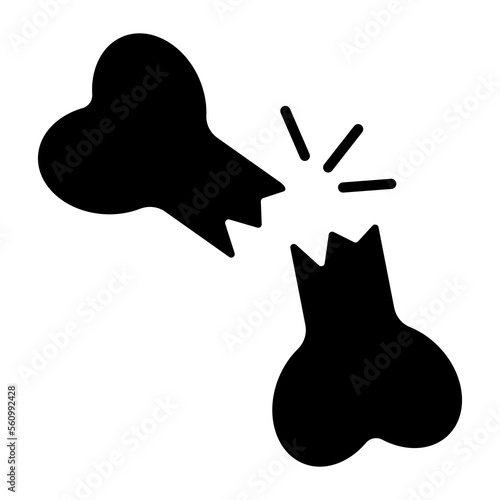 Fracture bone vector icon in editable style, trendy design