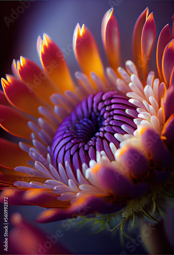 Vertical abstract Macro flower colorful. Generative AI