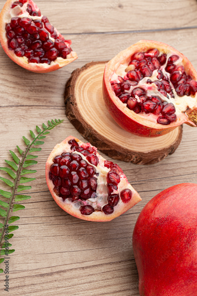 Piece of Fresh ripe pomegranate isolated Piece of Fresh ripe pomegranate isolated