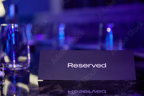 Reserved table in night club