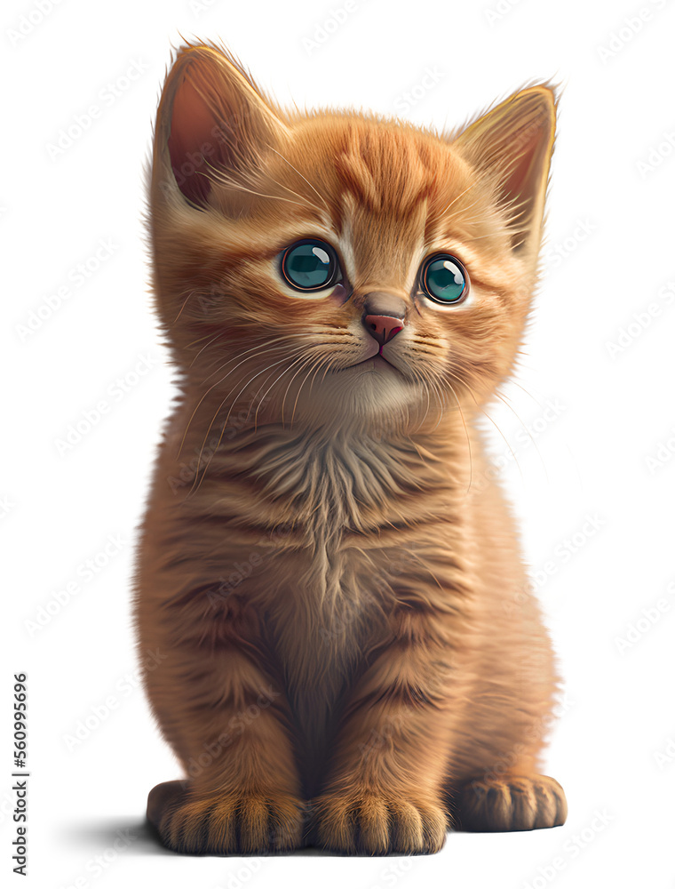 Fototapeta premium Cute orange kitten, illustration on transparent background