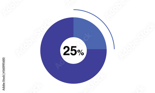 25 percent pie chart blue color, pie chart vector for blue color