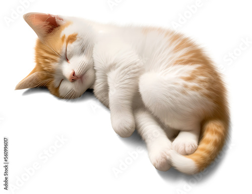 Fototapeta Cute sleeping kitten, illustration on transparent background