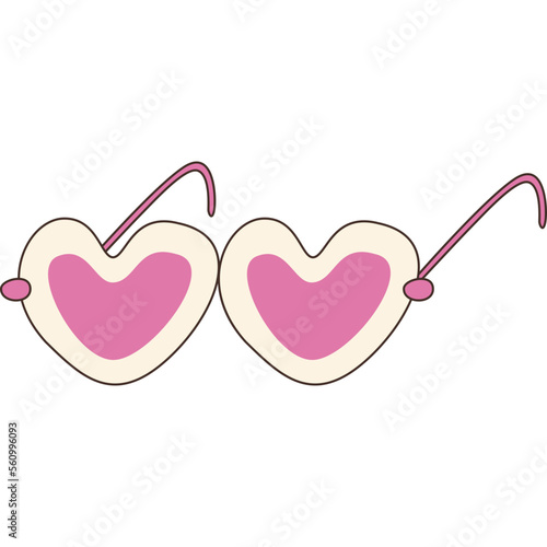 Heart Sunglasses or heart glasses. Cute Doodle cartoon, a heart in the glasses. Love concept Cartoon illustration for Valentine's Day or about love