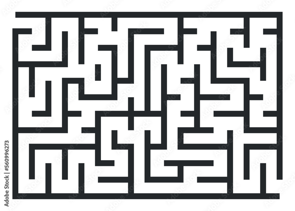 Abstract maze. Find right way. Isolated simple square maze black line on white background. Vector illustration. Abstract maze. Find right way. Isolated simple square maze black line on white background. Vector illustration.
