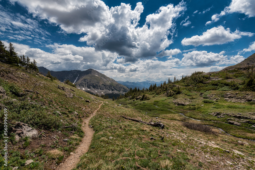 Idyllic view of landscape against cloudy sky at Rocky Mountain National Park Idyllic view of landscape against cloudy sky at Rocky Mountain National Park