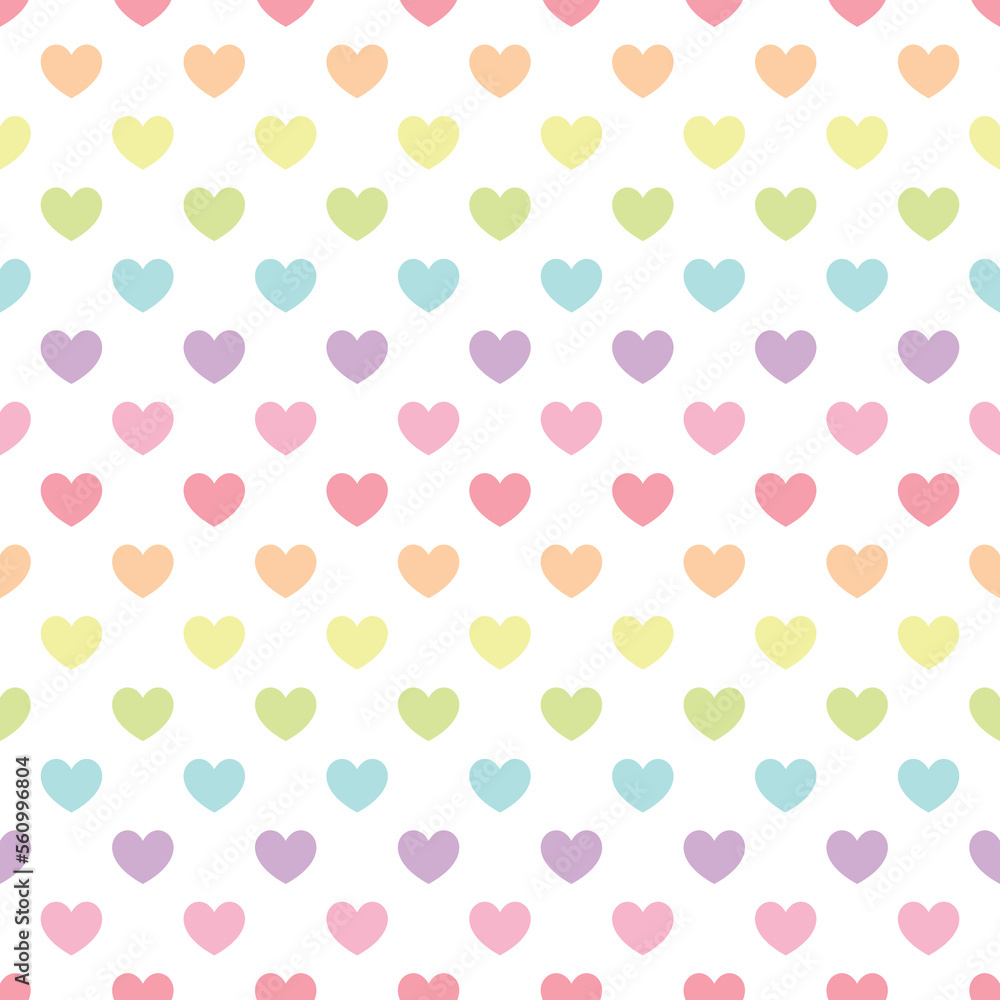 seamless pattern with heart in rainbow color, PNG illustration with transparent background