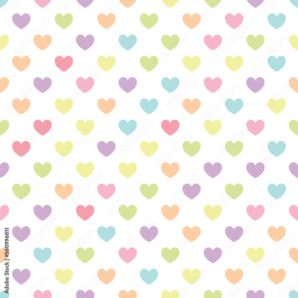 colorful, rainbow heart seamless pattern, PNG illustration with transparent background