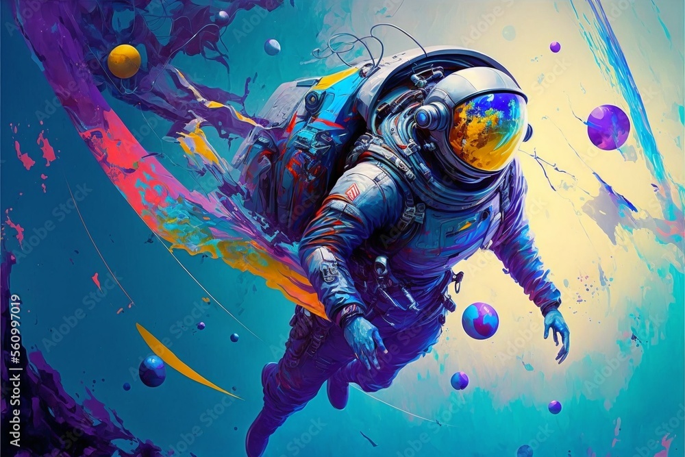 Surreal Art Spaceman Art Astronaut Colorful Art 