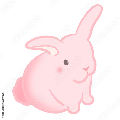 cute pink rabbit cartoon illustration  © T