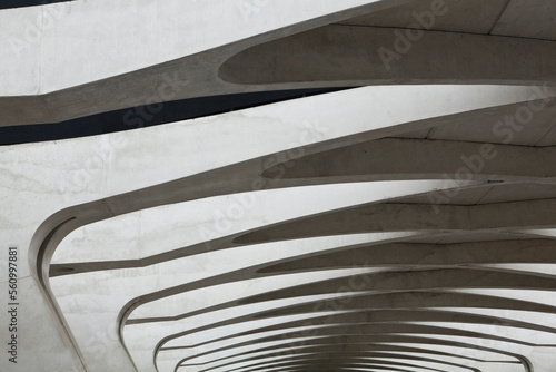 Intricate concrete ceiling design at the Saint-Exeupry airport railway station in Lyon, France. photo