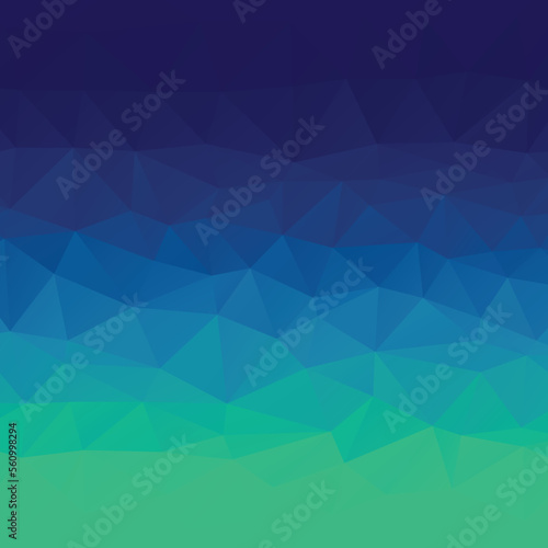 Background made up of blue, cyan and green triangles.