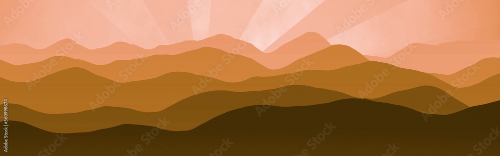 design mountains peaks in dawn digital art backdrop illustration