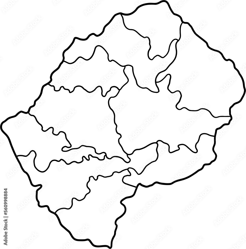 doodle freehand drawing of lesotho map.