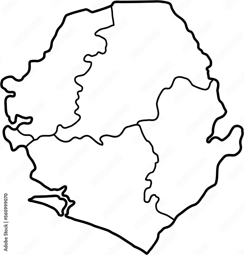 doodle freehand drawing of sierra leone map.