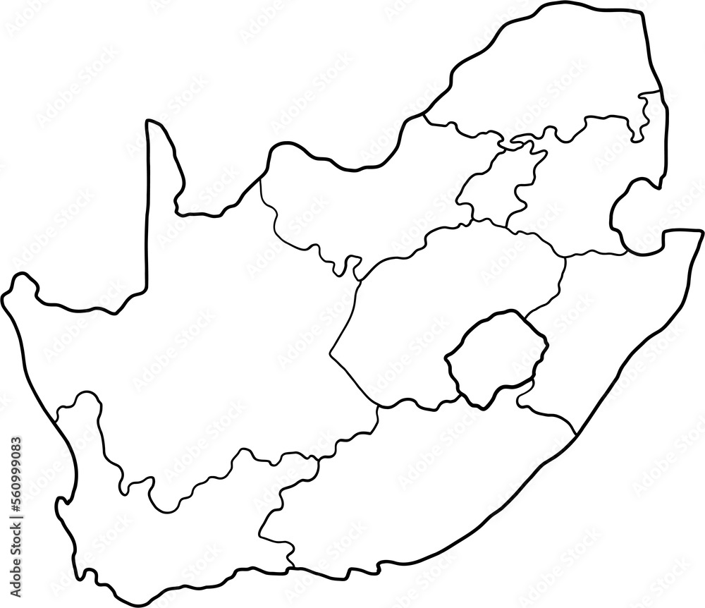 doodle freehand drawing of south africa map. - obrazy, fototapety, plakaty 
