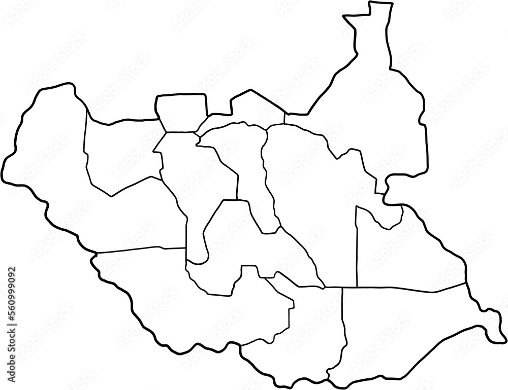 doodle freehand drawing of south sudan map. Stock Illustration | Adobe ...