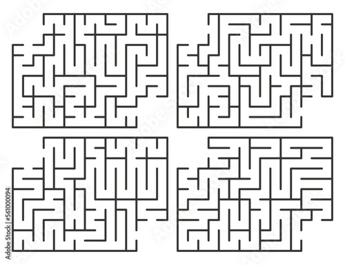 Abstract maze. Find right way. Isolated simple square maze black line on white background. Vector illustration.