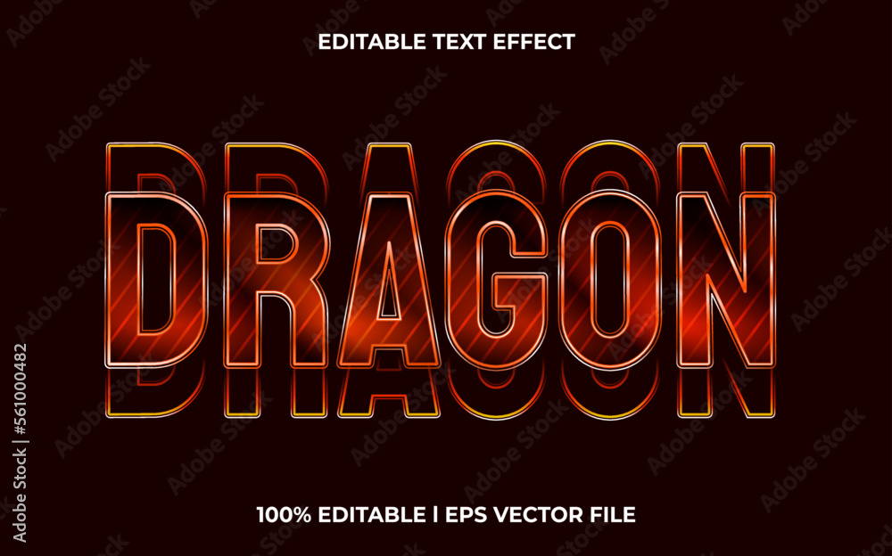 Dragon editable text effect, lettering typography font style, glitch 3d text for tittle