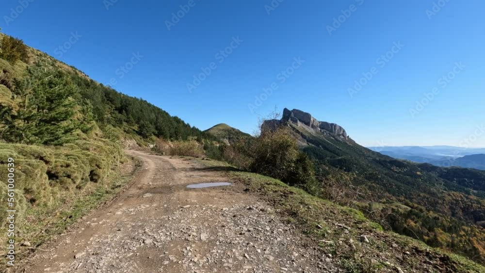 Get off the road recreation dirt road on top of the mountain POV. Nature, landscape and picturesque environment of mountains and forests. Outdoor fun, exploration and entertainment. Viewpoint. Get off the road recreation dirt road on top of the mountain POV. Nature, landscape and picturesque environment of mountains and forests. Outdoor fun, exploration and entertainment. Viewpoint.