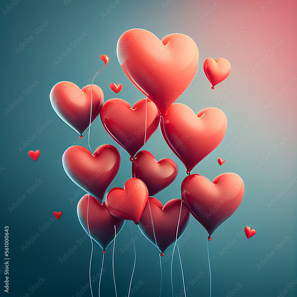 heart shaped balloons, generative ai