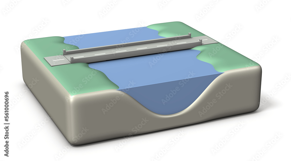 氾濫寸前の河川を表すレンダリング画像
