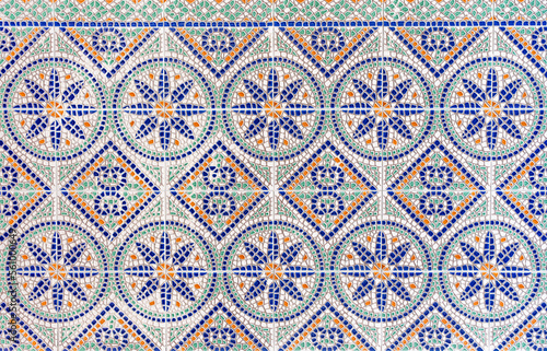 Pattern with mosaic typical Andalusian art from Spain on the walls of typical houses.