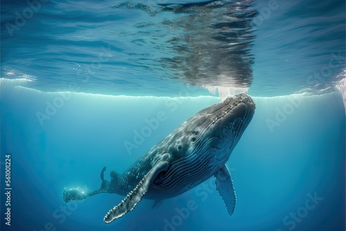 Humpback Whale Plays Near the Surface, ai generated © dasom
