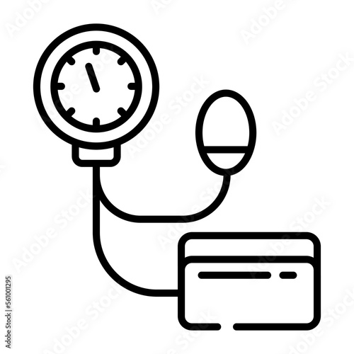 Well design icon of bp apparatus, sphygmomanometer vector