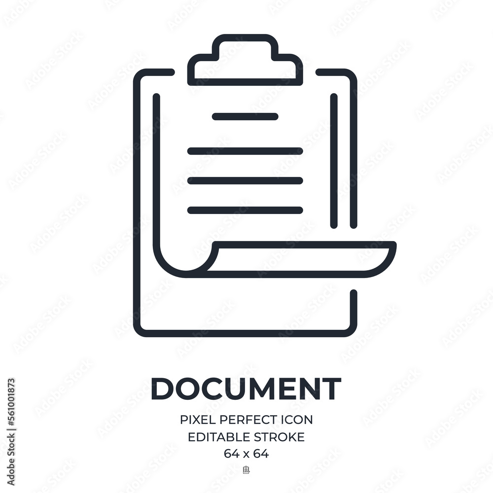 Document and paperwork concept editable stroke outline icon isolated on white background flat vector illustration. Pixel perfect. 64 x 64. Document and paperwork concept editable stroke outline icon isolated on white background flat vector illustration. Pixel perfect. 64 x 64.