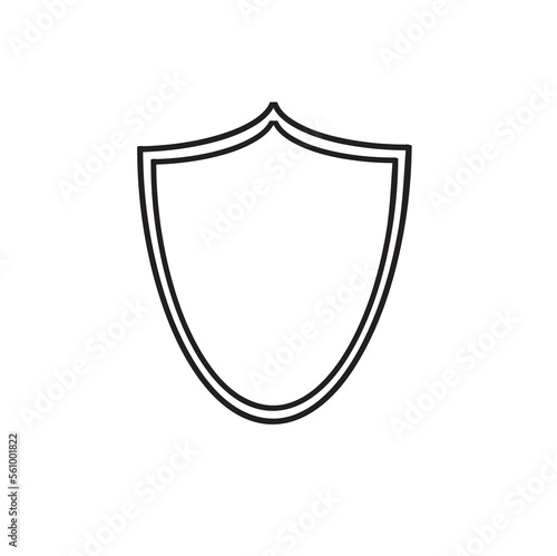 shield icon in modern linear design, security symbol, logo, template for your design, vector illustration isolated on a white background