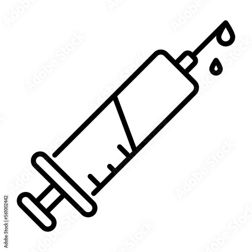 a device used to inject liquid medicine in body, injection icon, medical equipment
