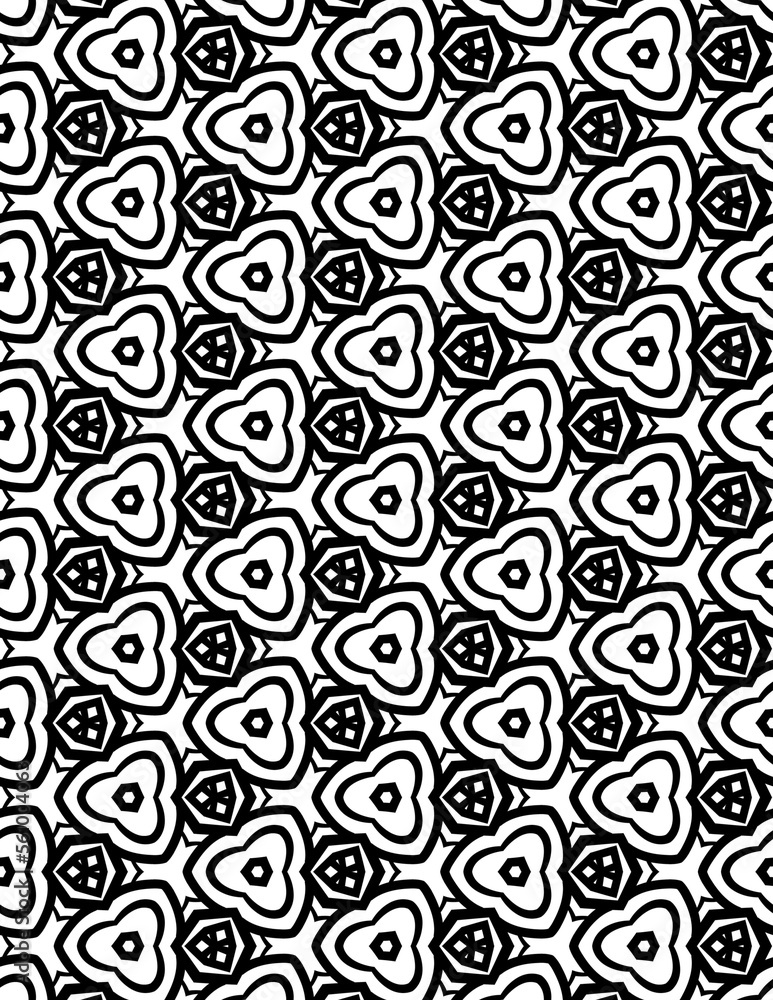 Adult Geometric Pattern Coloring Pages. Coloring book, seamless colouring page for adults.