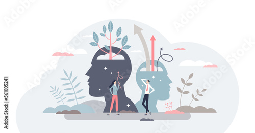 Self esteem and growth confidence with pride and belief tiny person concept  transparent background. Personal development with proud attitude and improved psychological power illustration.