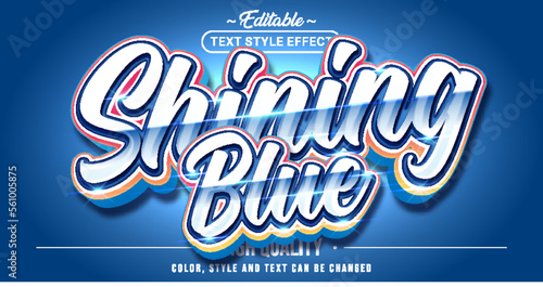 Editable text style effect - Shining Blue text style theme.