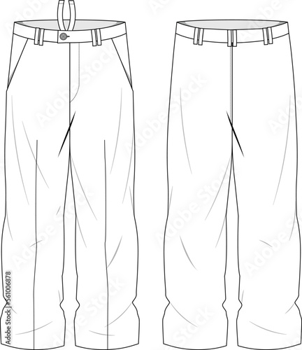 BEACH BOTTOM WEAR PANT FRONT AND BACK FLAT FASHION DESIGN VECTOR