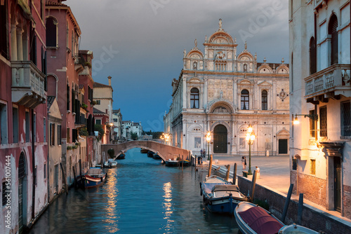 Venezia. Scuola Grande di San Marco con Ponte Cavallo sul rio di SS Giovanni e Paolo 