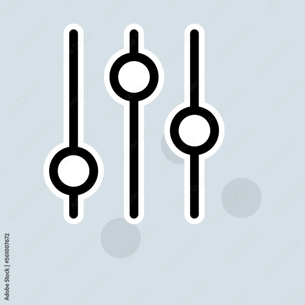 Musical settings line icon. DJ, music processing software, professional music recording, for bands, equalizer. Music concept. Vector sticker line icon on white background Musical settings line icon. DJ, music processing software, professional music recording, for bands, equalizer. Music concept. Vector sticker line icon on white background
