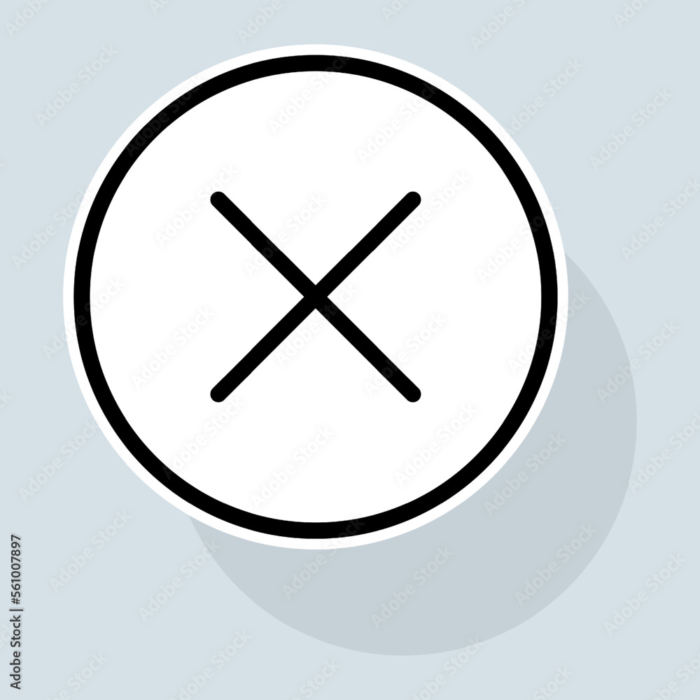 Cross line icon. Clipboard with checkmark, rating., clipboard with thumbs up, like, dislike, rate the service. Feedback concept. Vector sticker line icon on white background Cross line icon. Clipboard with checkmark, rating., clipboard with thumbs up, like, dislike, rate the service. Feedback concept. Vector sticker line icon on white background