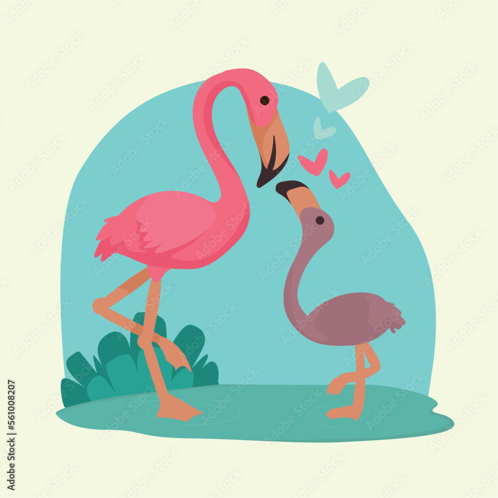 Fototapeta premium flamengos mom and baby