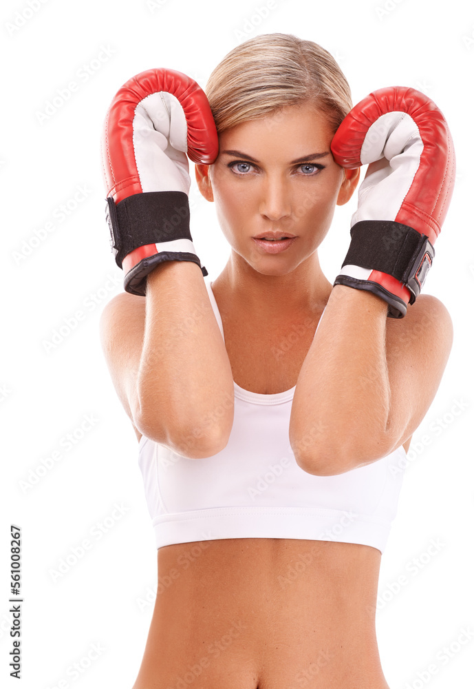 Portrait, boxer or sports woman in fitness training, workout or exercise in studio with motivation, pride or focus. Face, mindset or healthy girl athlete in fighting or boxing gloves for self defense Portrait, boxer or sports woman in fitness training, workout or exercise in studio with motivation, pride or focus. Face, mindset or healthy girl athlete in fighting or boxing gloves for self defense