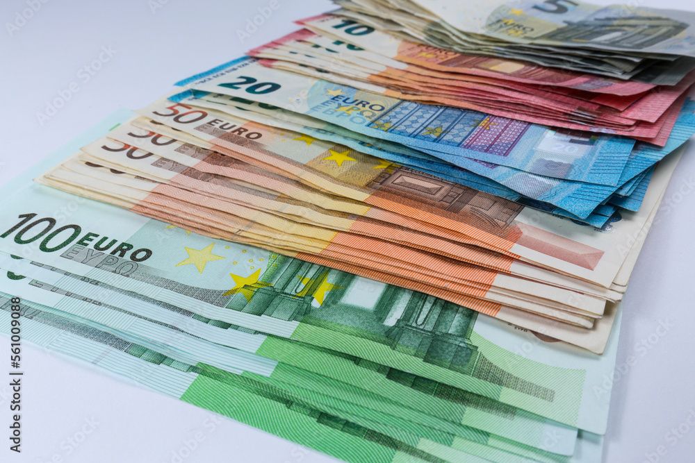 Euro banknotes.