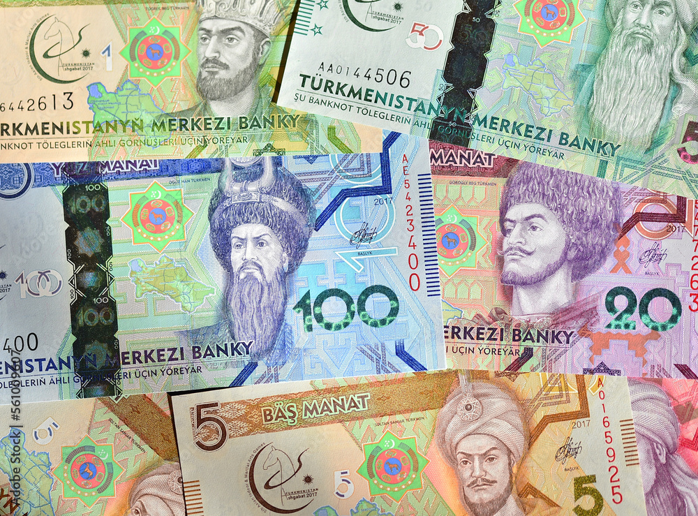 unos billetes de banco de turkmenistan