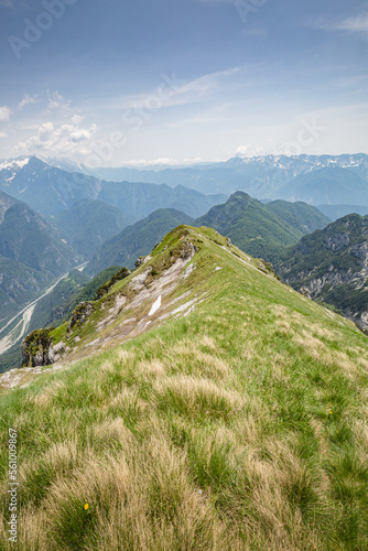 Beautiful mountain trail Monte Montusel in Friuli-Venezia Giulia, Italy photo