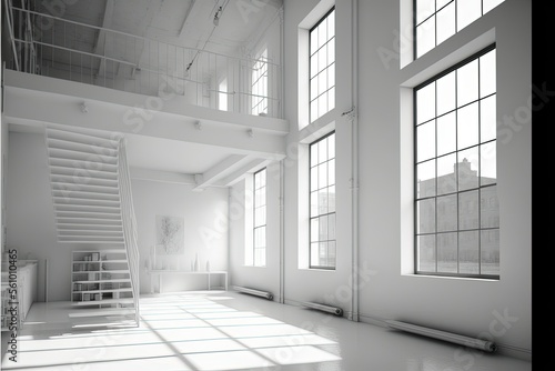 ai generated   Modern empty loft interior  white room