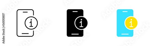 Phone with information button set icon. Help. support service, hotline, reference. Vector icon in line, black and colorful style on white background
