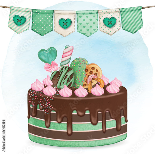 easter cake with eggs and flowers
