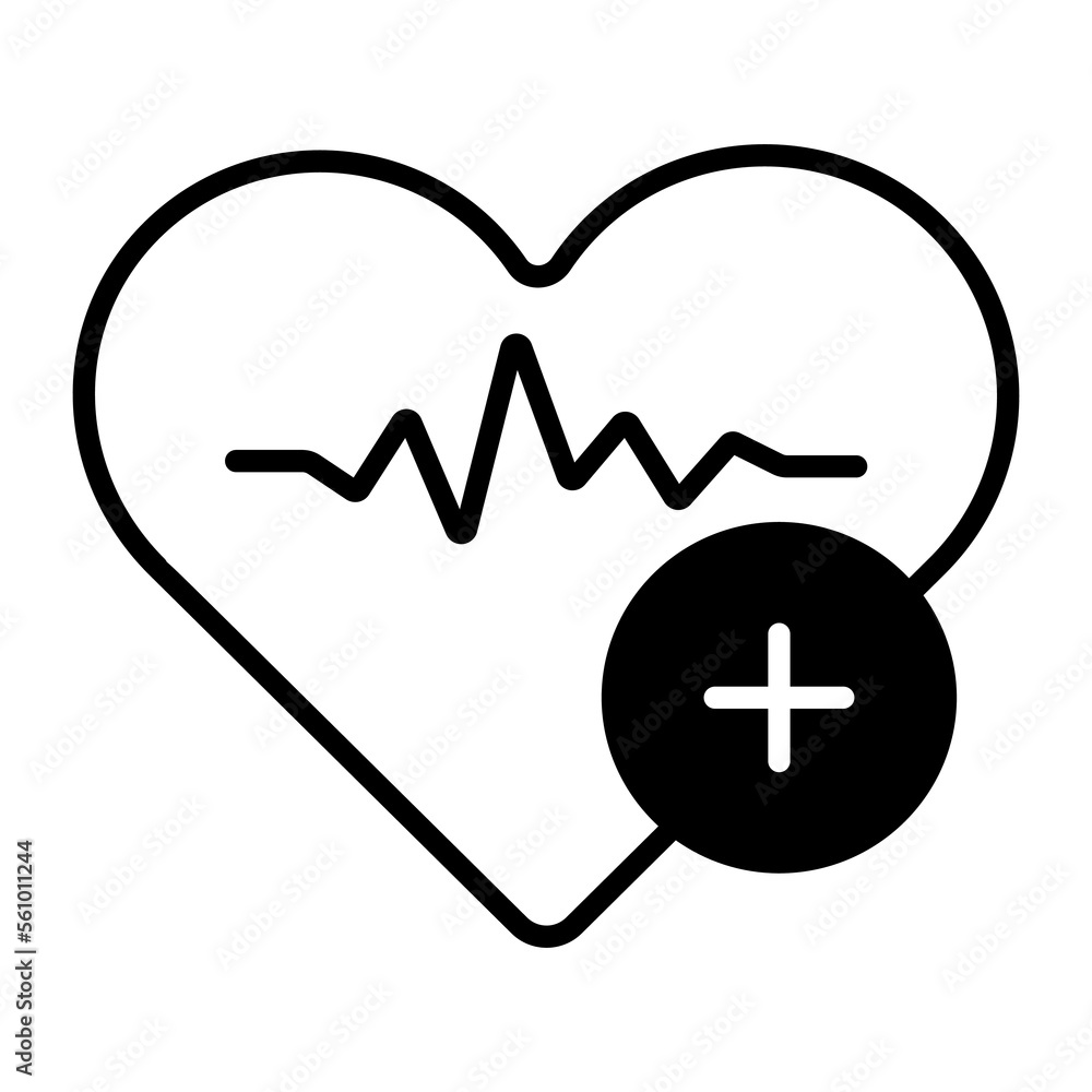 Heartbeat on heart with medical sign denoting concept of heart health Heartbeat on heart with medical sign denoting concept of heart health